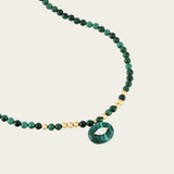 Joanna Dahdah Malachite Oval and Gold Beads Necklace