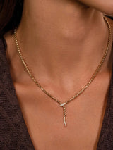 Zoe Chicco Medium Box Chain Pave Diamond Snake Necklace