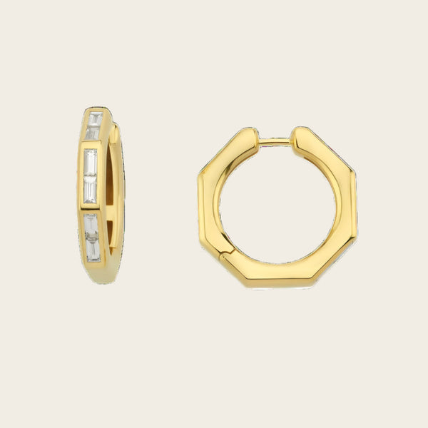 Ascher X Large Diamond Baguette Bubble Hoops