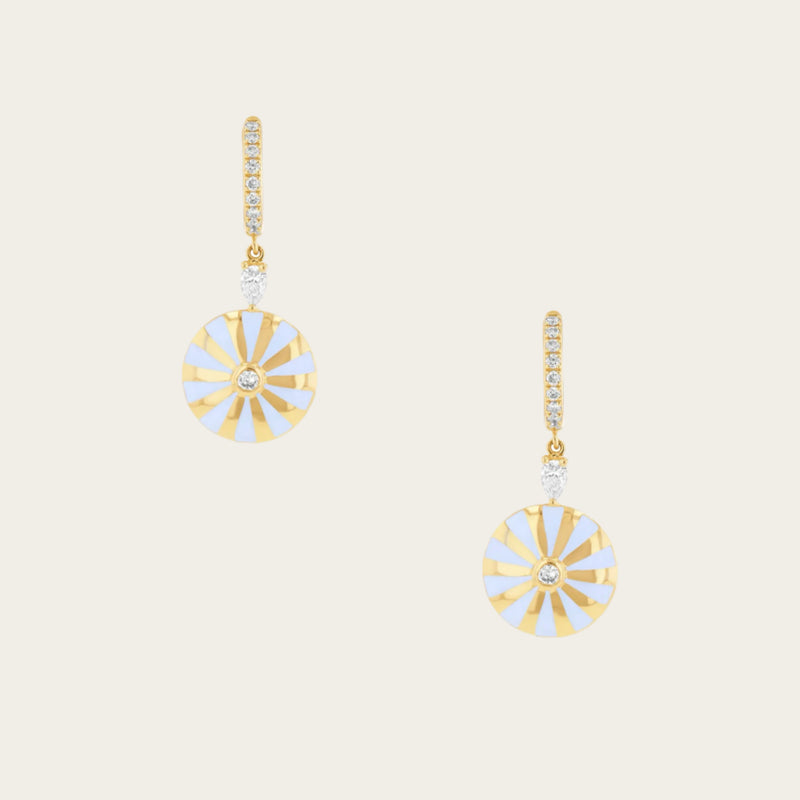 Joanna Dahdah White Enamel Small Mila Sun Earrings