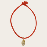 Laoli Petite Drop Red Cord Necklace with Citrine