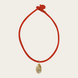 Laoli Petite Drop Red Cord Necklace with Citrine