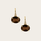 Shay YG Smokey Quartz & Diamonds Oval Gem Drop Earrings / diamonds 0.22ct, quartz 5.3ct 18k