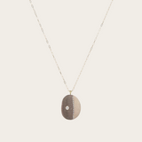CVC Stones YG VIOLA Necklace / grey and white stone, white diamonds 0.49cts and 30" chain 18k