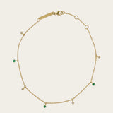 Zoe Chicco 7 Alternating Dangling Emeralds and Diamonds Anklet