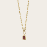 Zoe Chicco Emerald Cut Ruby Vertical Drop on Small Square Chain Necklace