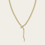 Zoe Chicco Medium Box Chain Pave Diamond Snake Necklace