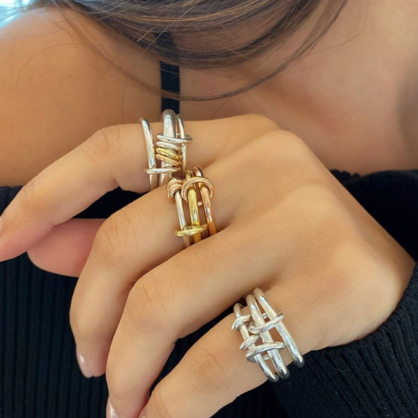 Spinelli Kilcollin SS+YG GEMINI 3 linked rings 18k