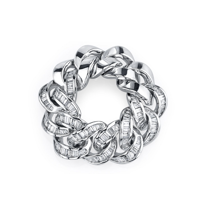 Shay Baguette Diamond Jumbo Link Ring 15MM 1.32ct 18k