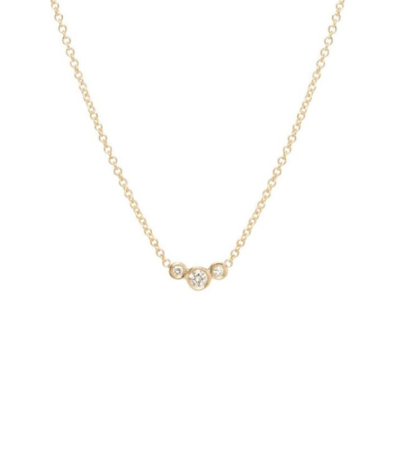Zoe Chicco YG Small Curved 3 Diamond Graduated Necklace 0.05cts (Demi-Fine 14k)