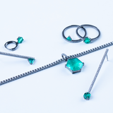 Eva Fehren  Emerald Off-Set Hex Stud