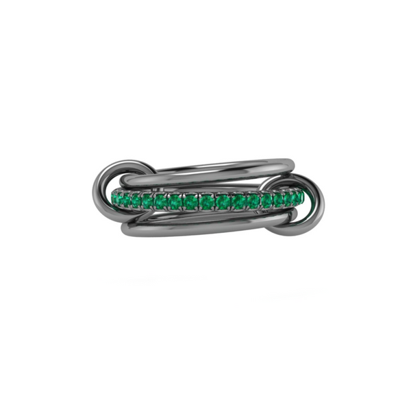 Spinelli Kilcollin SS TIGRIS EMERALD 3 linked rings / black rhodium with emeralds 0.7cts