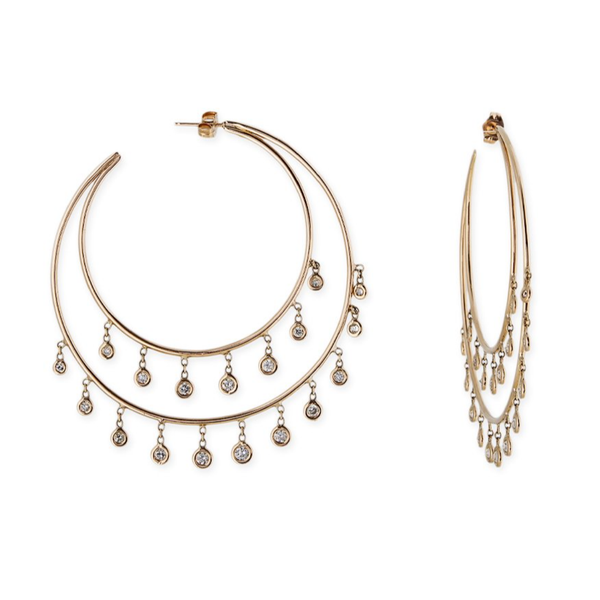 Jacquie Aiche YG Diamond Double Row Shaker Hoops (Demi-fine 14k)