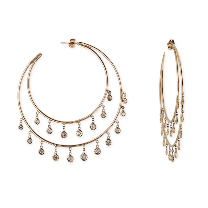 Jacquie Aiche YG Diamond Double Row Shaker Hoops (Demi-fine 14k)