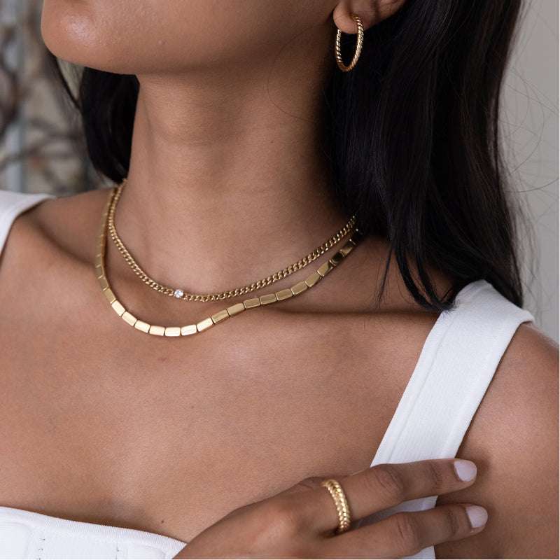 Anita Ko Plain Cuban Link Necklace with Round Diamond Center