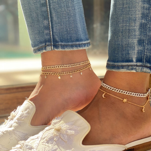 Shay Baguette Drop Link Anklet