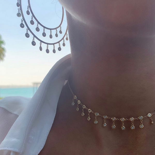 Jacquie Aiche YG Diamond Double Row Shaker Hoops (Demi-fine 14k)