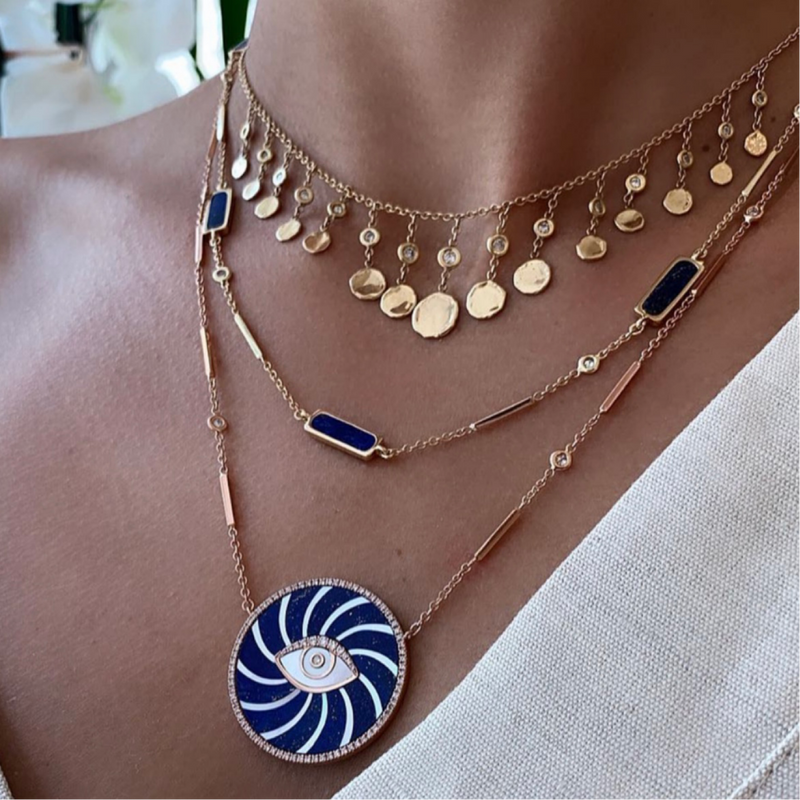 Jacquie Aiche Large Swirl Eye Necklace with Diamonds & Mother of Pearl