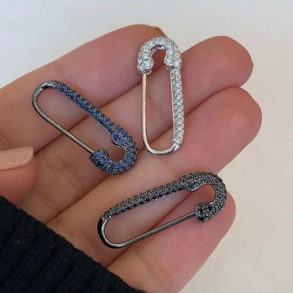 Anita Ko BG Black Diamond  Safety Pin Earring Single 0.48cts 18k