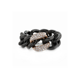 Shay Single Diamond Pave and Black Ceramic Medium Link Ring 8MM 0.27cts 18k