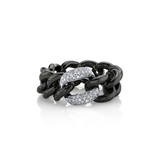 Shay Single Diamond Pave and Black Ceramic Medium Link Ring 8MM 0.27cts 18k