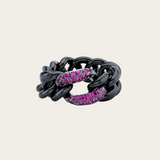 Shay Single Pink Sapphire and Black Ceramic Medium Link Ring