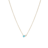 Zoe Chicco YG Turquoise & Diamond Prong Set Necklace 0.03ct (Demi-fine 14k)