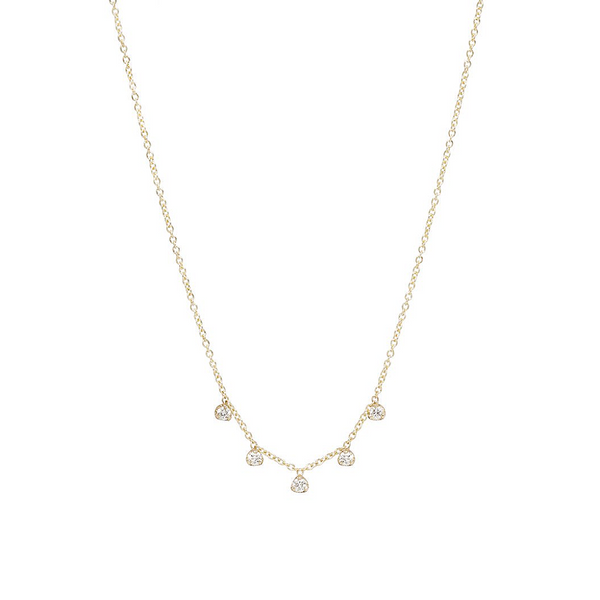 Zoe Chicco YG 5 Diamond Prong Set Under Chain Necklace 0.15ct (Demi-fine 14k)