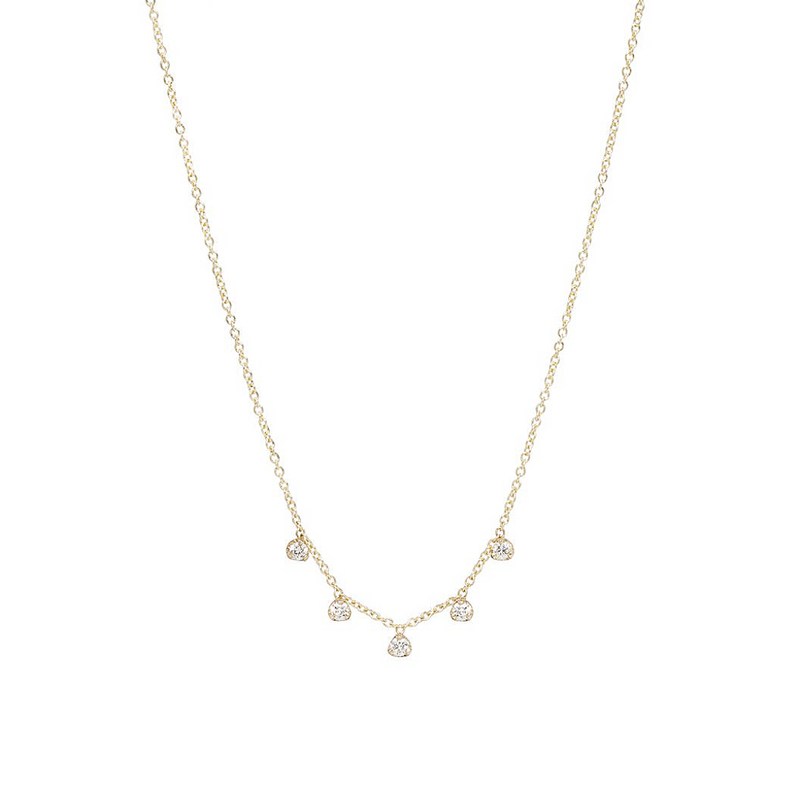 Zoe Chicco YG 5 Diamond Prong Set Under Chain Necklace 0.15ct (Demi-fine 14k)