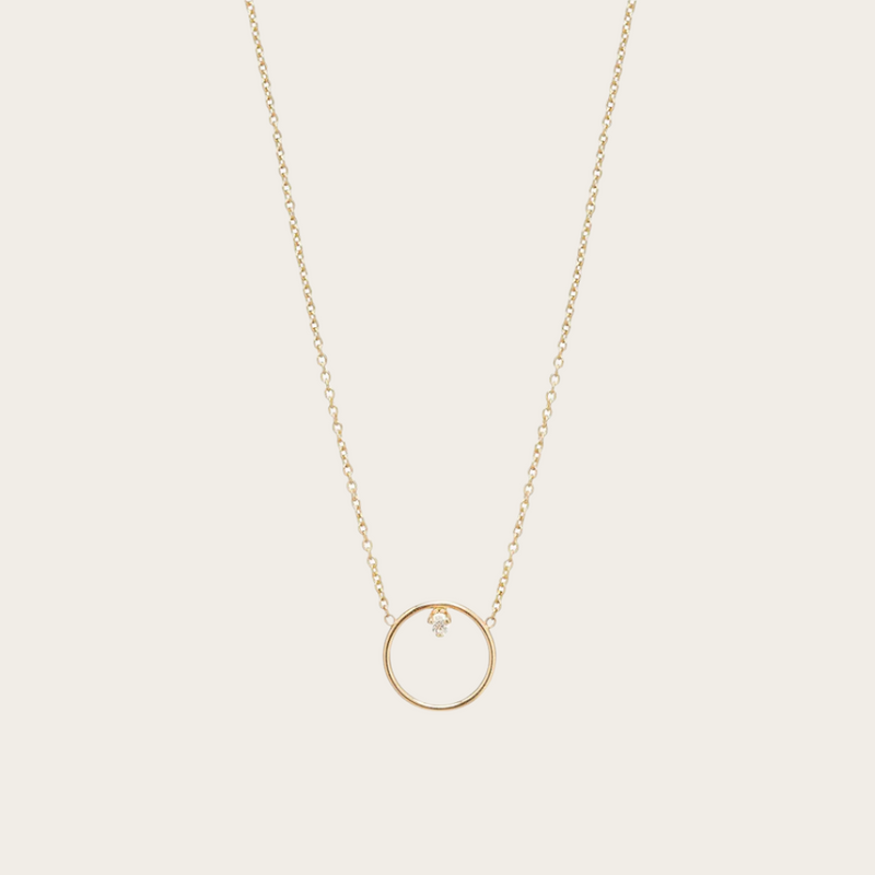 Zoe Chicco Medium Circle Diamond Inside Necklace