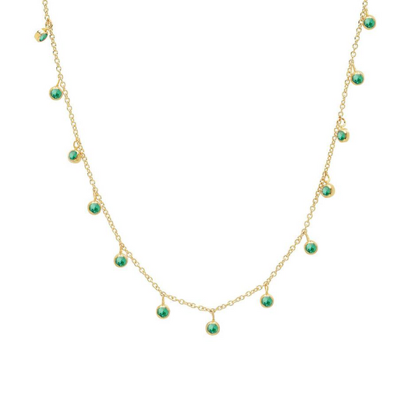 Jennifer Meyer YG Emerald Mini Bezel Dangle By-The-Inch Necklace 18k
