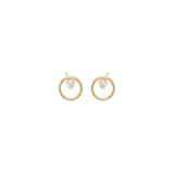 Zoe Chicco YG Small Circle - Diamond Inside Studs Pair 0.06ct (Demi-fine 14k)