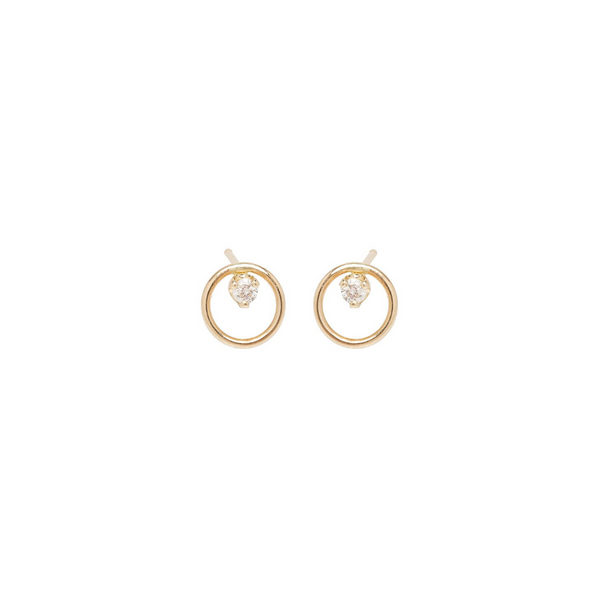 Zoe Chicco YG Small Circle - Diamond Inside Studs Pair 0.06ct (Demi-fine 14k)