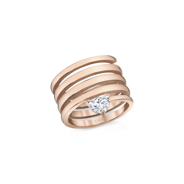 Shay RG Gold Spiral Diamond Heart Ring 0.89ct 18k