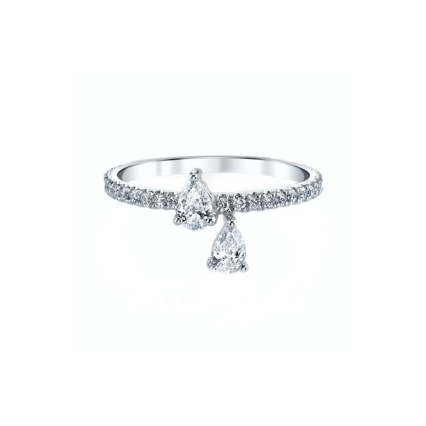 Anita Ko Princess Eternity Ring / 0.40cts pear, 0.31cts pave diamonds 18k