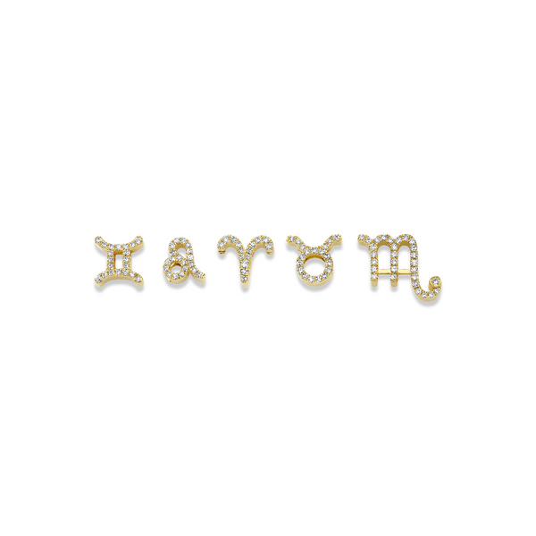 Shay YG Zodiac Charm with Pave Diamonds 0.1ct 18k