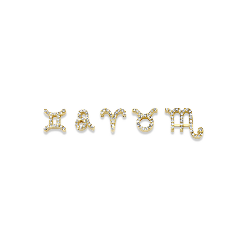Shay YG Zodiac Charm with Pave Diamonds 0.1ct 18k