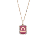 Shay RG Enamel Zodiac Nameplate Necklace with Diamonds 0.39ct 18k