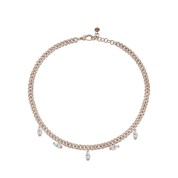 Shay Pave Diamond Link Marquise Drop Necklace