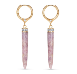 Noor Fares YG Zoisite Sleeper Points Earrings / Pink Zoisite 9.21ct, Diamonds 0.19ct 18k