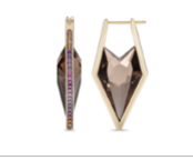 Noor Fares GRY YG Rhombus Earrings / Smokey Quartz 19.3ct, Amethyst 0.18ct, Sapphires 0.56ct 18k