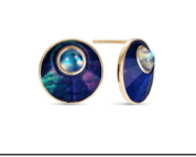 Noor Fares YG Dusk Stud Earrings / Lapis/MOP/Rock Crystal triplet 12.5ct, Moonstone 1.8ct 18k