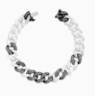 Shay BG 7 Diamond Pave and White Ceramic Essential Link Bracelet 10MM 2.68cts 18k