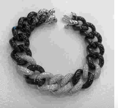 Shay WG 5 Diamond Pave and Black Ceramic Jumbo Link Bracelet 15MM 3.12cts 18k