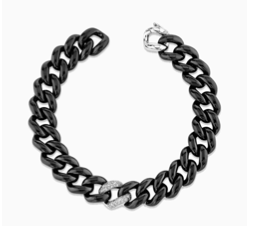 Shay WG Single Diamond Pave and Black Ceramic Essential Link Bracelet 10MM 0.27cts 18k