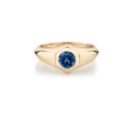 Lizzie Mandler Blue Sapphire Small Round Signet Ring
