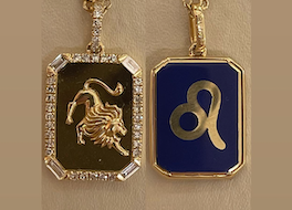 Shay YG Zodiac Blue Enamel Mini Nameplate Necklace 0.46ct 18k