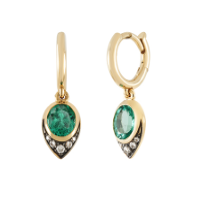 Venyx YG Muzo Peacock Mini Hoops / Black Rhodium, Emeralds 1ct, Diamonds 0.09ct 18k