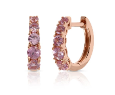 Anita Ko RG Pink Sapphires Small Graduated Huggies 0.78cts 18k