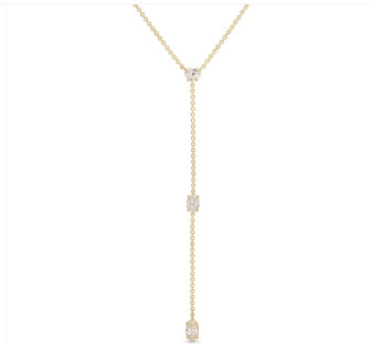 Anita Ko YG Short Lariat Necklace / 0.25cts heart,0.25cts oval, 0.25cts marquise 18k